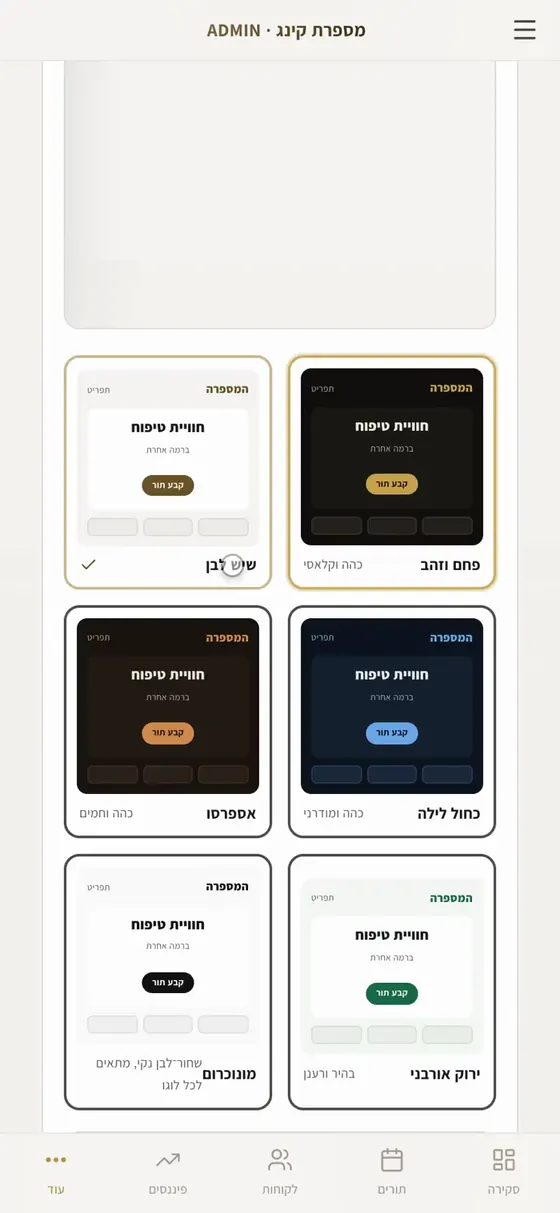 בחירת ערכת צבעים לאתר